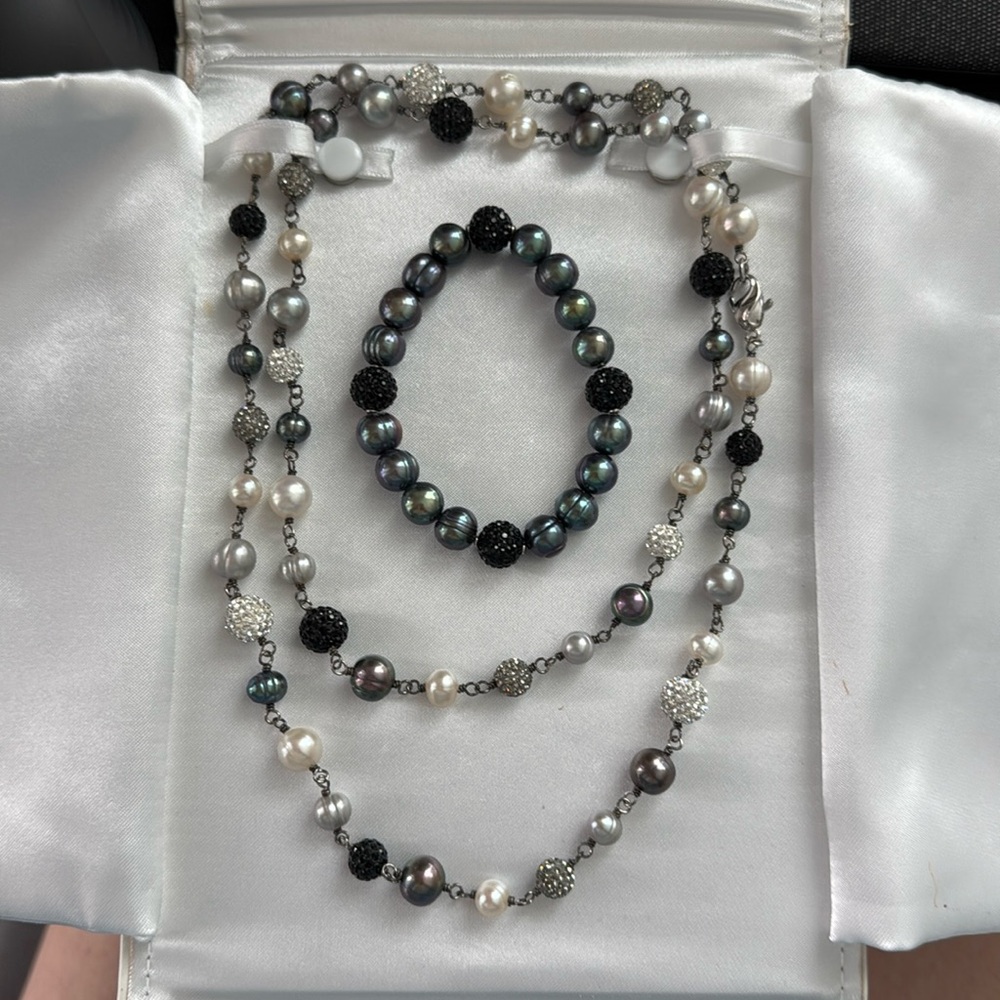 Honora “After Dark” Pearl Necklace & Bracelet Set